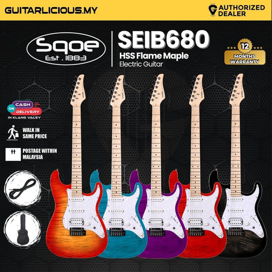SQOE SEIB680 HSS with Flame Maple Top Electric Guitar ( Humbucker / SEIB 680/ SEIB - 680 )