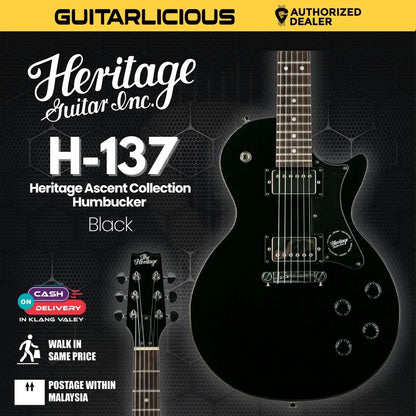 Heritage Ascent Collection H-137 Humbucker Electric Guitar, Black