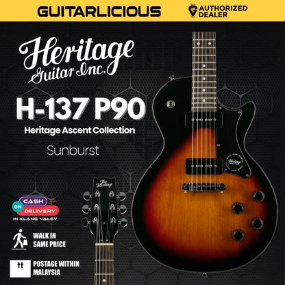 Heritage Ascent Collection H-137 P90 Electric Guitar, Sunburst