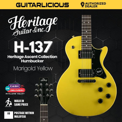 Heritage Ascent Collection H-137 Humbucker Electric Guitar, Marigold Yellow