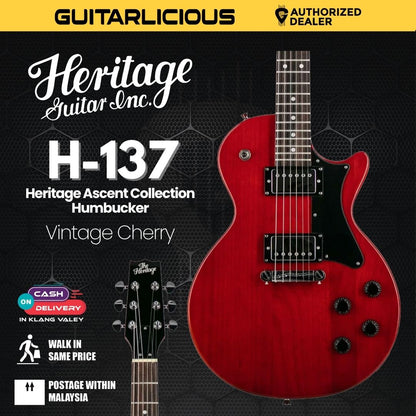 Heritage Ascent Collection H-137 Humbucker Electric Guitar, Vintage Cherry