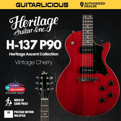 Heritage Ascent Collection H-137 P90 Electric Guitar, Vintage Cherry