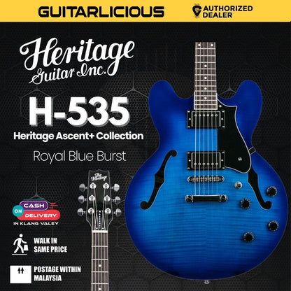 Heritage Ascent+ Collection H-535 Electric Guitar, Royal Blue Burst
