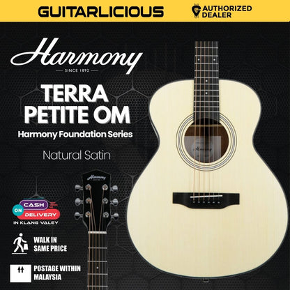 Harmony Foundation Series Terra Petite OM Acoustic Guitar w/Bag - Natural Satin