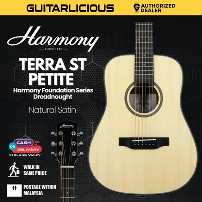 Harmony Foundation Series Terra ST Petite Dreadnought Acoustic Guitar w/Bag - Natural Satin