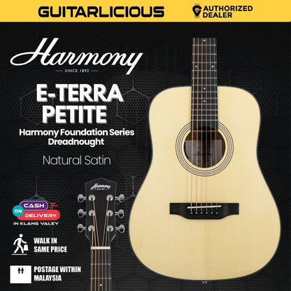 Harmony Foundation Series e-Terra Petite Dreadnought Acoustic Guitar w/Bag - Natural Satin