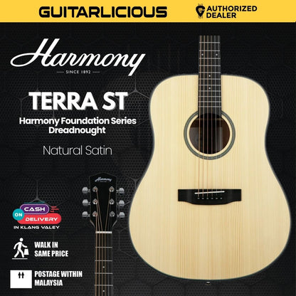 Harmony Foundation Series Terra ST Dreadnought Acoustic Guitar - Natural Satin