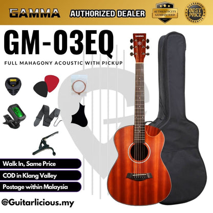 Gamma GM-03 38" Full Mahagony Acoustic Guitar with Pickup ( GM-03 EQ / GM-03EQ )