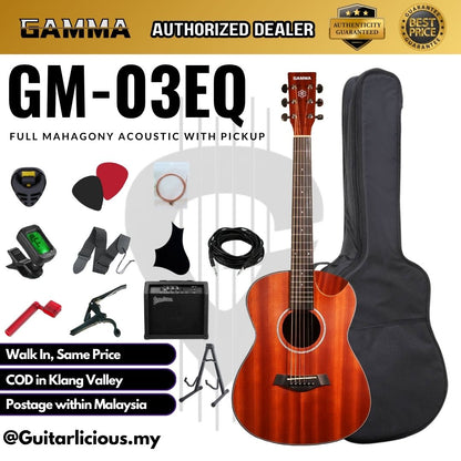 Gamma GM-03 38" Full Mahagony Acoustic Guitar with Pickup ( GM-03 EQ / GM-03EQ )