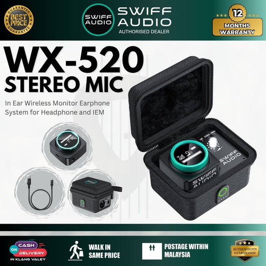 Swiff Audio WX-520 Stereo Mic In Ear Wireless Monitor Earphone System for Headphone and IEM (WX520)