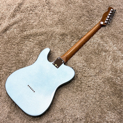 Bacchus BTE-2-RSM/R Tele Electric Guitar, Roasted Maple Neck, Rosewood Fretboard, P-90 & SCPickups–Ice Blue Metallic