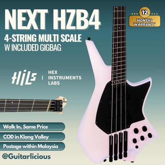 HILS NEXT HZB4 Multiscale 4 String Headless Bass - Gloss Aura Pearl