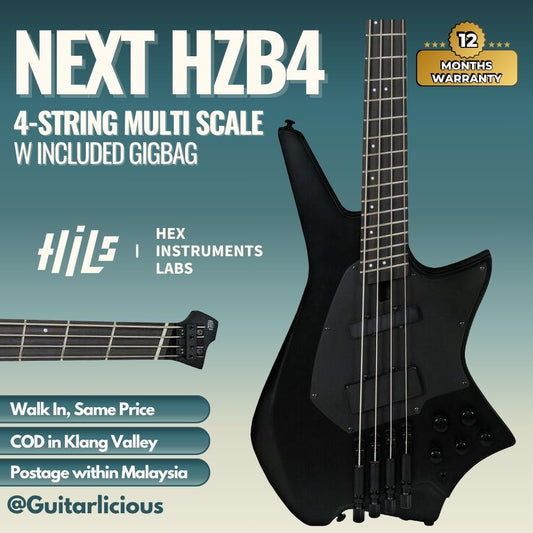 HILS NEXT HZB4 Multiscale 4 String Headless Bass - Satin Black