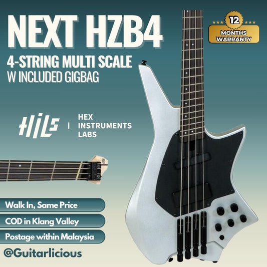 HILS NEXT HZB4 Multiscale 4 String Headless Bass - Satin Silver