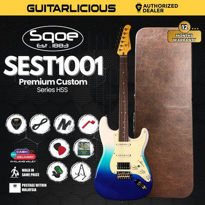 SQOE SEST1001 Custom Series HSS Electric Guitar with Hardcase ( SEST / SEST-1001 / ST 1001 )