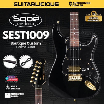 SQOE SEST1009-BK Boutique Custom Series Electric Guitar included Hardcase ( SEST / SEST-1009-BK / ST 1009 )