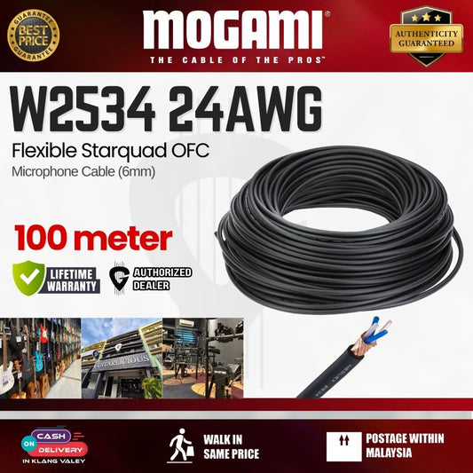 MOGAMI W2534 6mm Flexible Starquad OFC Microphone Cables (24AWG) - 100m