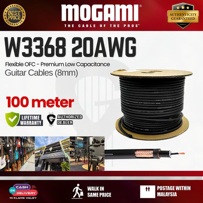 MOGAMI W3368 8mm Premium Low Capacitance Flexible OFC Guitars Cables (20AWG) - 100m