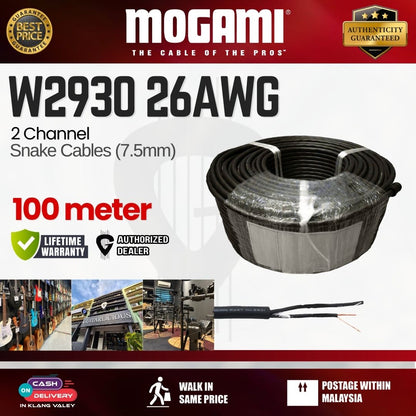 MOGAMI W2930 2 channel Snake CABLE 26AWG 7.5mm - 100m