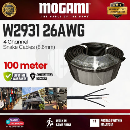 MOGAMI W2931 4 channel Snake 26AWG 8.6mm CABLE - 100m