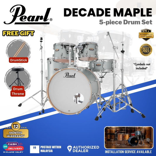 Pearl Decade Maple 5-Piece Drum Set with Pearl (HWP930) Hardware, Drumstick and Throne - 22" Kick -Blue Mirage