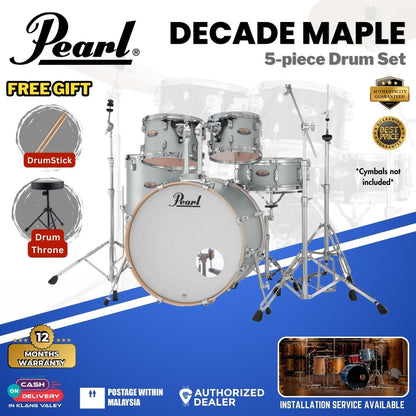 Pearl Decade Maple 5-Piece Drum Set with Pearl (HWP930) Hardware, Drumstick and Throne - 22" Kick -Blue Mirage