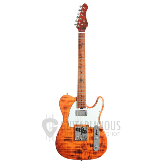 SQOE SETL980 Roasted Maple Series Telecaster Electric Guitar - Torched Natural ( SETL980 / SETL 980 / SETL-980 )