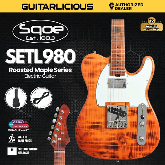 SQOE SETL980 Roasted Maple Series Telecaster Electric Guitar - Torched Natural ( SETL980 / SETL 980 / SETL-980 )