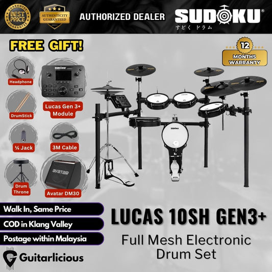 Sudoku Lucas 10SH with Gen3+ Module Series Full Mesh Electronic Drum Set With Accessories ( LUCAS / 10SH / Gen3+ )