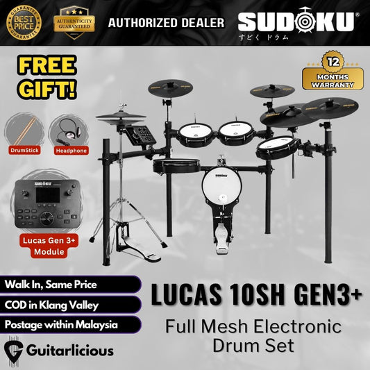 Sudoku Lucas 10SH with Gen3+ Module Series Full Mesh Electronic Drum Set With Accessories ( LUCAS / 10SH / Gen3+ )