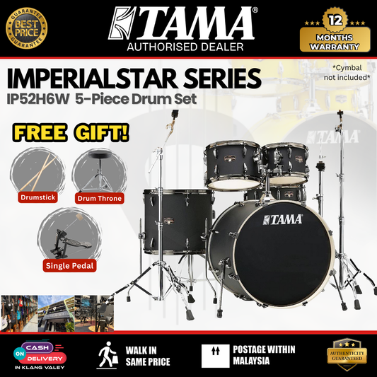 Tama IP52H6W Imperialstar Series 5-Piece Drum Set-BLACKED OUT BLACK ( Tama / IP52H6W / Tama IP52H6W )