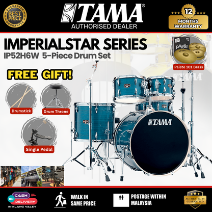 Tama IP52H6W Imperialstar Series 5-Piece Drum Set-Hairline Blue ( Tama / IP52H6W / Tama IP52H6W )