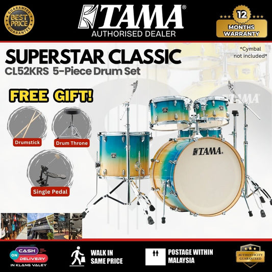 Tama CL52KRS Superstar Classic 5-Piece Drum Set-Caribbean Lacebark Pine Fade (PCLP) ( CL52KRS /  CL 52KRS)