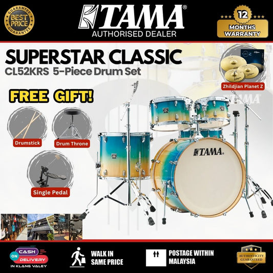 Tama CL52KRS Superstar Classic 5-Piece Drum Set-Caribbean Lacebark Pine Fade (PCLP) ( CL52KRS /  CL 52KRS)