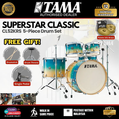 Tama CL52KRS Superstar Classic 5-Piece Drum Set-Caribbean Lacebark Pine Fade (PCLP) ( CL52KRS /  CL 52KRS)