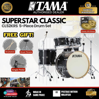 Tama CL52KRS Superstar Classic 5-Piece Drum Set-Transparent Black Burst ( CL52KRS /  CL 52KRS)
