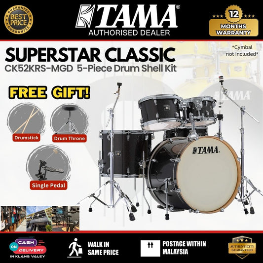 TAMA CK52KRS-MGD Superstar Classic Maple 5-Piece Drum Shell Kit, Midnight Gold Sparkle ( CL52KRS / CK52KRS-MGD )