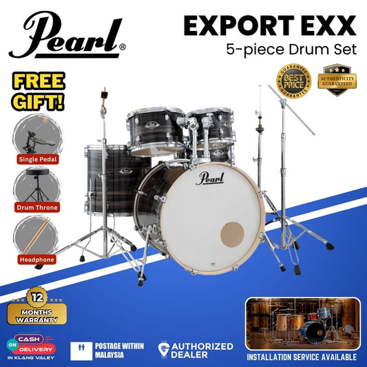 Pearl Export EXX 5-Piece Drum Set with Hardware, Drumstick and Throne (EXX725SP) - Metallic Amethyst