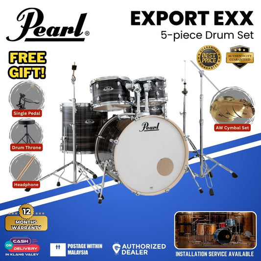 Pearl Export EXX 5-Piece Drum Set with Hardware, Drumstick and Throne (EXX725SP) - Metallic Amethyst