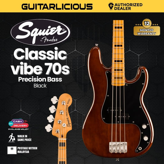 Squier Classic Vibe 70s Precision Bass Guitar, Maple FB - Walnut