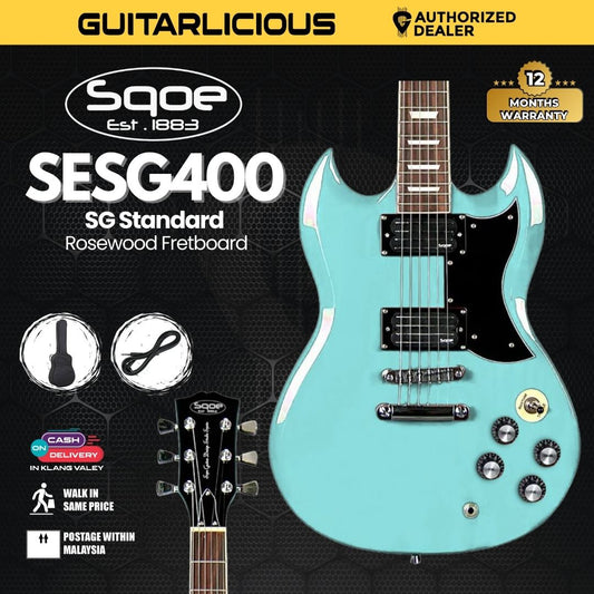 SQOE SESG400 SG Standard Electric Guitar Rosewood Fretboard - ( SESG400-SBL / SESG400SBL )