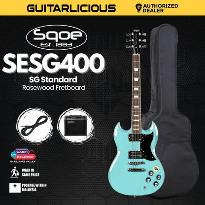 SQOE SESG400 SG Standard Electric Guitar Rosewood Fretboard - ( SESG400-SBL / SESG400SBL )