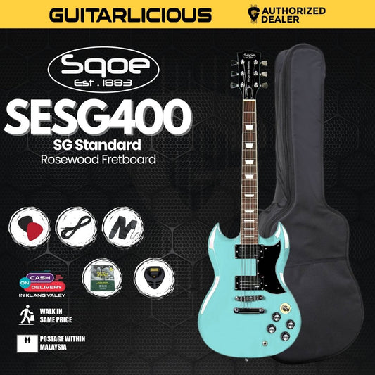 SQOE SESG400 SG Standard Electric Guitar Rosewood Fretboard - ( SESG400-SBL / SESG400SBL )