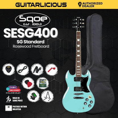 SQOE SESG400 SG Standard Electric Guitar Rosewood Fretboard - ( SESG400-SBL / SESG400SBL )
