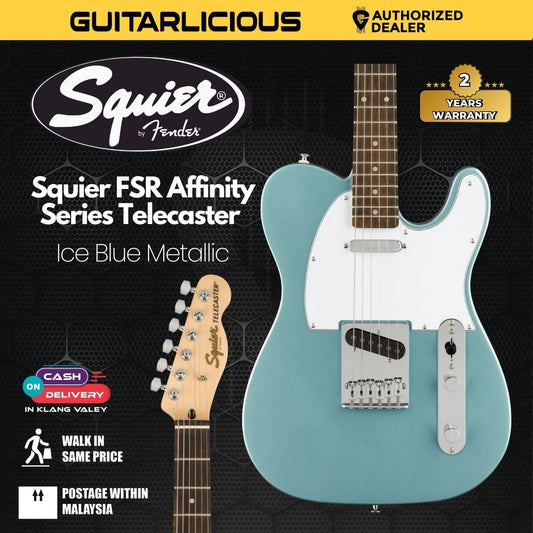 Squier FSR Affinity Series Telecaster Electric Guitar, Laurel FB -Ice Blue Metallic