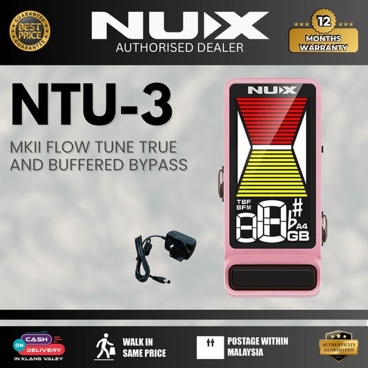 NUX NTU-3 Flow Tune True And Buffered Bypass Mini Guitar Pedal Tuner - Pink ( NTU3 )
