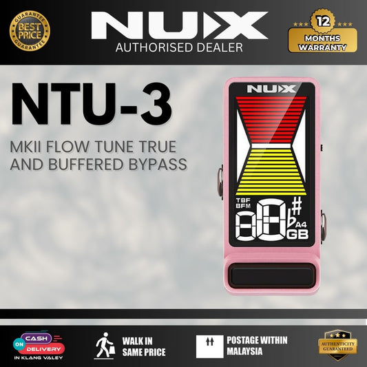 NUX NTU-3 Flow Tune True And Buffered Bypass Mini Guitar Pedal Tuner - Pink ( NTU3 )