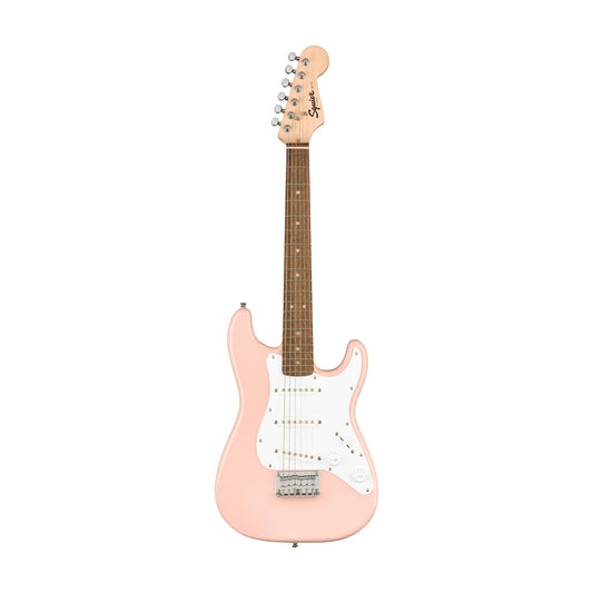 Squier by Fender Mini Stratocaster Electric Guitar, Laurel FB, Shell Pink