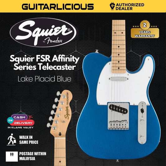Squier FSR Affinity Series Telecaster Electric Guitar, Maple FB - Lake Placid Blue