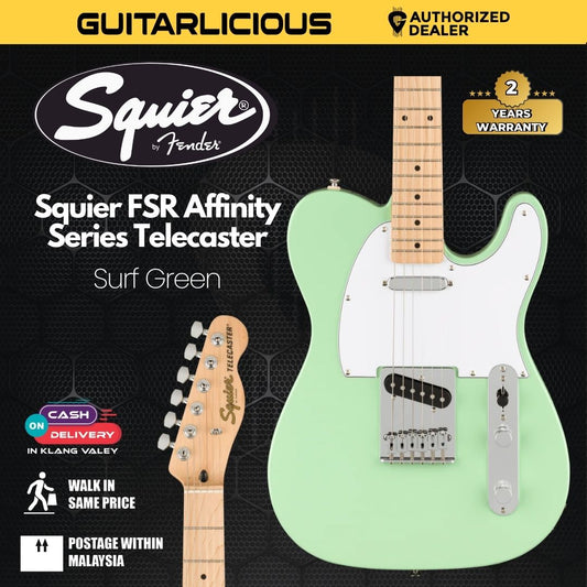 Squier FSR Affinity Series Telecaster Electric Guitar, Maple FB - Surf Green